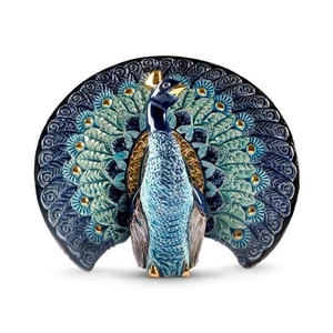 Artesania Rinconada 2023 Blue Peacock Bird F246B Uruguay Figurine De Rosa - Picture 1 of 2