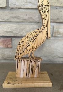 Sierra de pergamino artesanal Pelican cortada hecha a mano carpintería pájaro firmado Ken Stiffler - Imagen 1 de 7