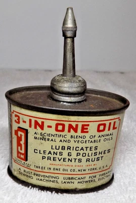 Early 3-IN-One Lead Top Oil Can Rare Oval Tin Lead 1oz Oiler 3 in 1 Antique - Image 1 of 4