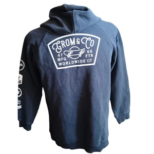 Grom & Co Boys XL Black Hoodie Sweatshirt With Pockets Skater Sleeve Print - Picture 1 of 4