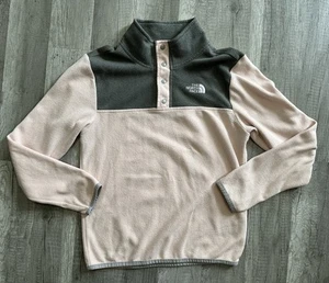 The North Face Girls Glacier 1/4 Snap Pullover FLEECE Pink Gray Medium 10/12 - Picture 1 of 12