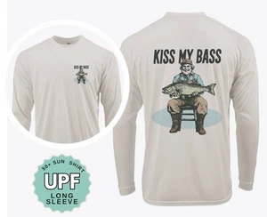 Camisa de sol Kiss My Bass Fishing UPF 50 manga larga exterior secado rápido ligera - Imagen 1 de 5