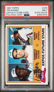 1981 Topps Tim Raines/Ramos/Pate Expos Future Stars RC #479 PSA 7 Autographed - Picture 1 of 3