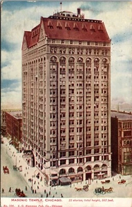 Masonic Temple Chicago ILLINOIS DIVIDED BACK POSTMARKED 1909 POSTCARD D6 - Picture 1 of 2