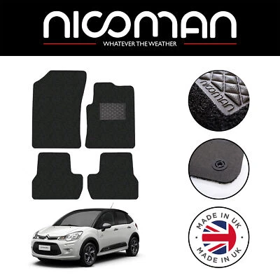 Citroen C3 2009-2016 GENUINE DELUXE Tailored Car Floor Mats Black Set - Image 1 of 4