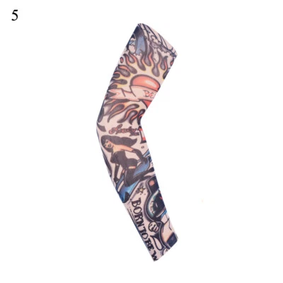 Fales Tattoo Sleeves Men Fake Stretchy Arm UV Protection Sports Cycling Running - Image 1 of 4