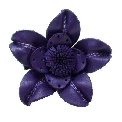 Pin o pinza para el cabello 2 en 1 flor púrpura de cuero genuino Foto 1 de 3