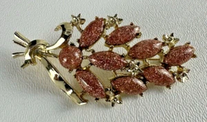 Goldstone Large Mid Century Brooch Pin Flower Bouquet 2 3/4" Vintage - Picture 1 of 3