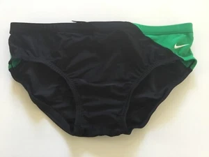 Nike Men’s Team Color Swim Brief Swimsuit T8SS6016 Black Green Size 32 - Picture 1 of 5