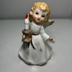 Estatuilla de ángel Homco vintage sosteniendo vela Navidad 4 1/2" Japón - Imagen 1 de 8