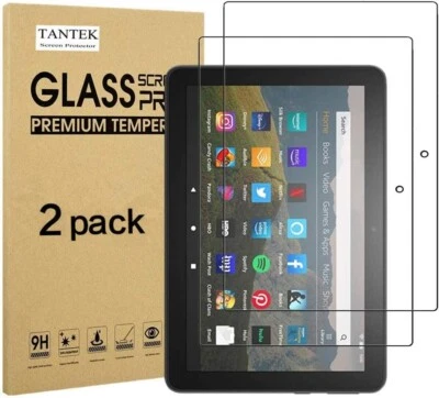 TANTEK 2 Pk Screen Protector for Amazon Fire HD 8, HD 8 Plus, HD Kids 8" 2020 - Image 1 of 4