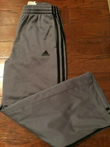 ADIDAS Boys Gray Triple Black Striped Straight Leg Athletic Pants Sz M - Picture 1 of 7