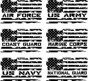 Distressed Military Service Branch American Flag Premium Vinyl Decal - Bild 1 von 7