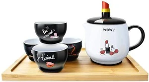 5-teiliges Porzellan Teetassen Geschenkset, Mode Design Nachmittag Teetassen Geschenkset - Bild 1 von 9