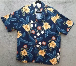 Vintage Ho Aloha Hawaiian Shirt Mens XL Blue Floral Short Sleeve - Picture 1 of 5