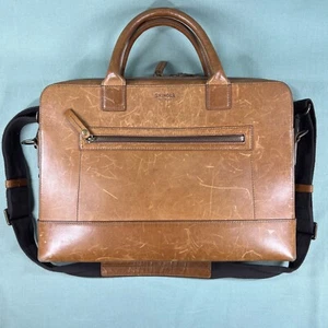 Shinola S03 Leather Laptop Messenger Bag Brown Shoulder Satchel Briefcase Work - Picture 1 of 24