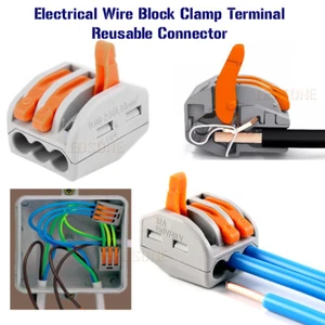 Conector de cable eléctrico terminal bloque de cable abrazadera de cable reutilizable hígado de resorte - Imagen 1 de 30