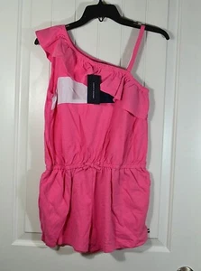 NWT GIRLS KIDS TOMMY HILFIGER ONE SHOULDER FLAG ROMPER PINK CARNATION SZ M-XL - Picture 1 of 6