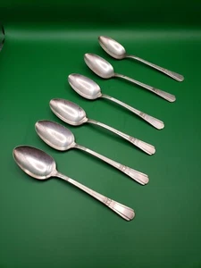 Vintage Hof Versilbert Löffel 1939 Art Deco Muster 6" 6er Set - Bild 1 von 4
