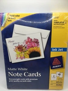Avery Note Cards for Inkjet Printers 4 1/4 x 5 1/2 Matte White 60/Pack - Picture 1 of 2