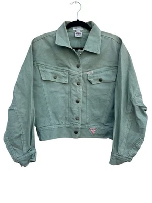 Винтажная зеленая укороченная джинсовая куртка Guess размер L сделано в США Georges Marciano - Изображение 1 из 4