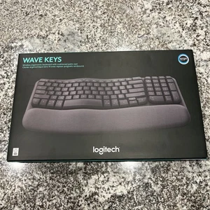 Logitech Wave Keys Wireless Ergonomic Keyboard Cushioned Palm Rest Graphite NEW - Picture 1 of 4