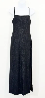 Vestido sin Mangas Tejido Brillo Esprit Años 90 De Colección S Negro Metálico Correas de Espagueti Y2K Foto 1 de 4