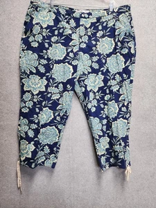 Tommy Hilfiger Capris floreale blu bohemien taglie forti 22 - Foto 1 di 7