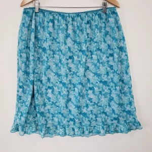 Y2K Xhilaration Blue Floral Ruffle Hem Midi Skirt Womens Size 22/24 Fairy Grunge - Picture 1 of 4