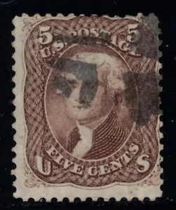 US Stamp Scott # 76 Brown 5cent Jefferson - Used - Picture 1 of 2