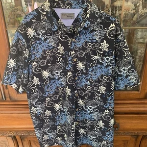 Concept Surf Button Shirt Men's L Short Sleeve Abstract Floral Hawaiian Shirt - Picture 1 of 4