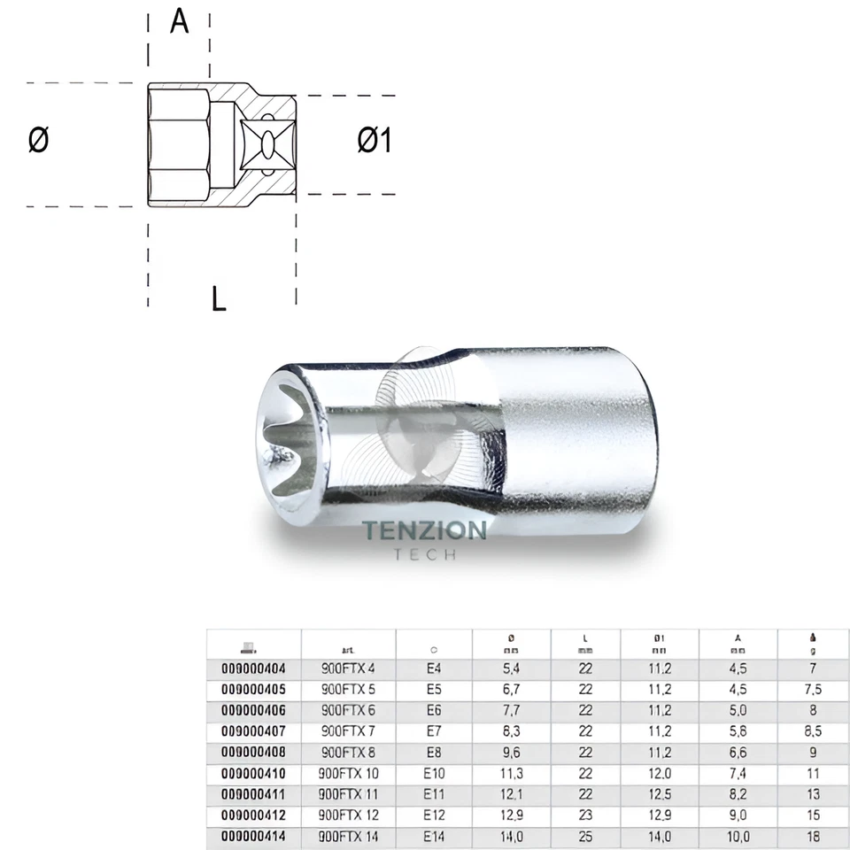 Chiave A Bussola Torx 1/4" - Beta 900FTX - Immagine 1 di 1