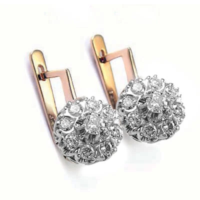 Pendientes Malinka de diamantes estilo vintage de 1,00 quilates de oro blanco rosa de 14 k #E1226 Foto 1 de 4