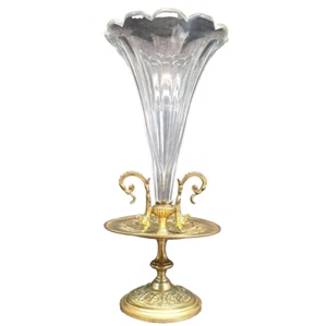 Antique French Bronze And Crystal Soliflore Vase W Dragon Decoration 19th Cent - Picture 1 of 11