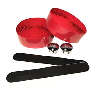 EVA Road Bike Red Handlebar Tape, Bicycle Handle Bar Cycling Wraps with End Caps - Picture 1 of 2