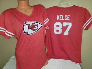 Camiseta deportiva 31020 para mujer Chiefs Travis KELCE Patrick MAHOMES a rayas ROJA - Imagen 1 de 5