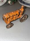 Antique Hubley Cast iron Farm Tractor car truck toy Orange Metal
