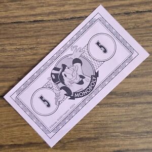 5 Dollar Bill Scrooge McDuck Monopoly Disney Edition 2001 Replacement Money