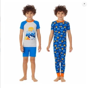 Kirkland Boys 4 Piece Pajama Set Size 7 - Blue Gray Orange - Picture 1 of 4