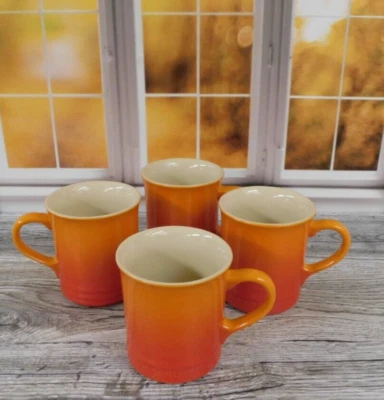 Le Creuset Stoneware 14-Ounce Coffee Mug Set of 4, Flame - New - Image 1 of 4