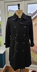 Gabardina larga negra vintage Burberry Burella pura lana años 90 para mujer - Reino Unido 14 - Imagen 1 de 20