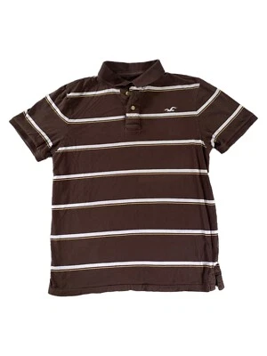 Polo Holister marrón a rayas para hombre grande Y2K Foto 1 de 4