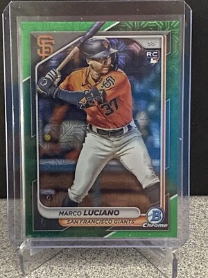 2024 Bowman Chrome Mega Box Marco Luciano Green Mega Refractor 92/99 Rookie #18 - Image 1 of 2