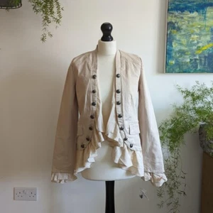 Free People "Ruffles Romance" Cropped Military Jacket Ivory Small UVP 158£ - Bild 1 von 7