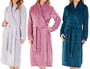 Vestido de vestir de lana Slenderella para damas Chevron cuello chal envolvente abrigo de casa vestido - Imagen 1 de 30