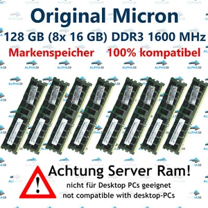 128 GB (8x 16 GB) Rdimm ECC DDR3-1600 Supermicro 6027TR-DTRF + Server RAM - Picture 1 of 1
