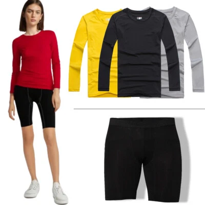 Athletic Long Sleeve Compression Shirts Dry Fit Gym Shirts Workout Sports Tights - Image 1 of 4