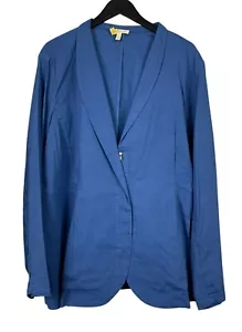 Eileen Fisher Blue Linen Blend Blazer Light Jacket Button Size 3X Top Blouse Zip - Picture 1 of 10