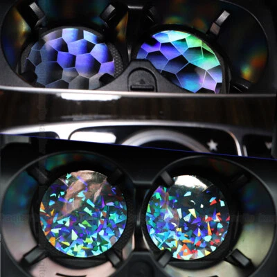 2x Holographic Cup Holder Insert Coasters Pads Mats For Car Interior Accessories Foto 1 de 4