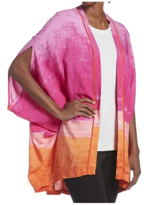 Nuevo HUE Mujer Tejido Kimono Envoltura para Dormir, Verano Horizonte/Fiesta Rosa, L/XL Foto 1 de 4